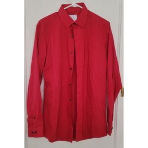 Bespoke Men Medium Red Long Sleeve Dress Shirt 34/35 NWOT